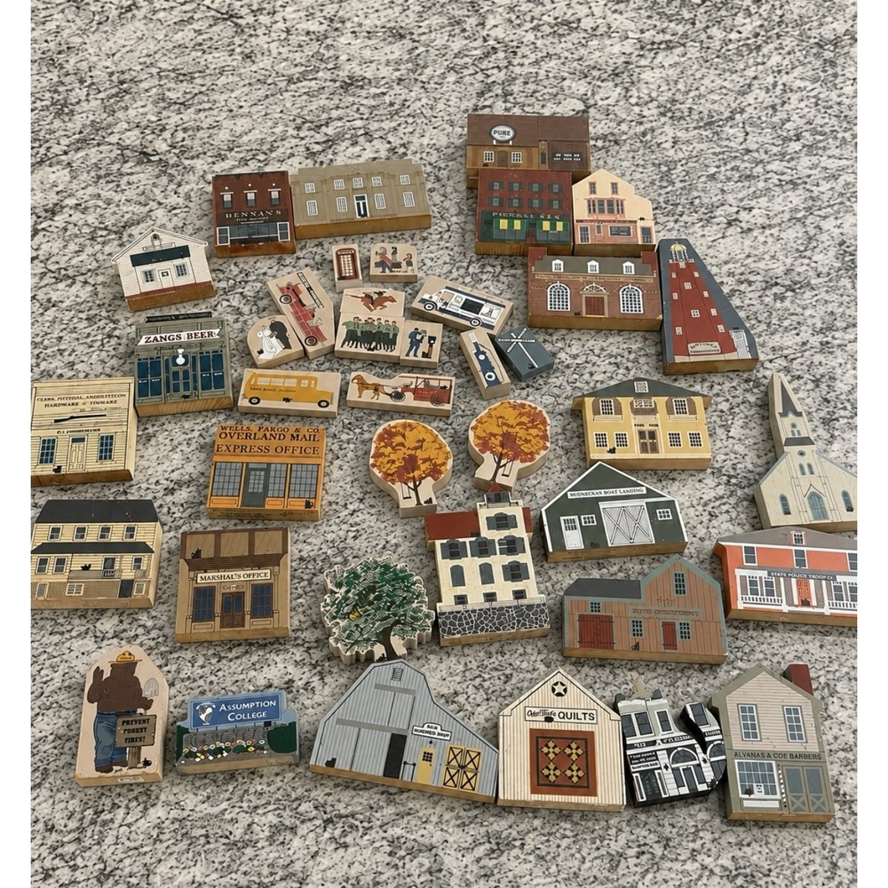 The Cats Meow Village Wooden Shelf Decor VTG 80s 90s Nautical Amish Western 41pc